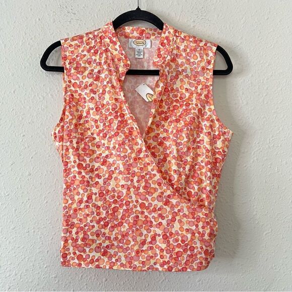 Talbots Sleeveless Wrap Blouse Shirt Top Cotton Size 10 - Picture 3 of 6